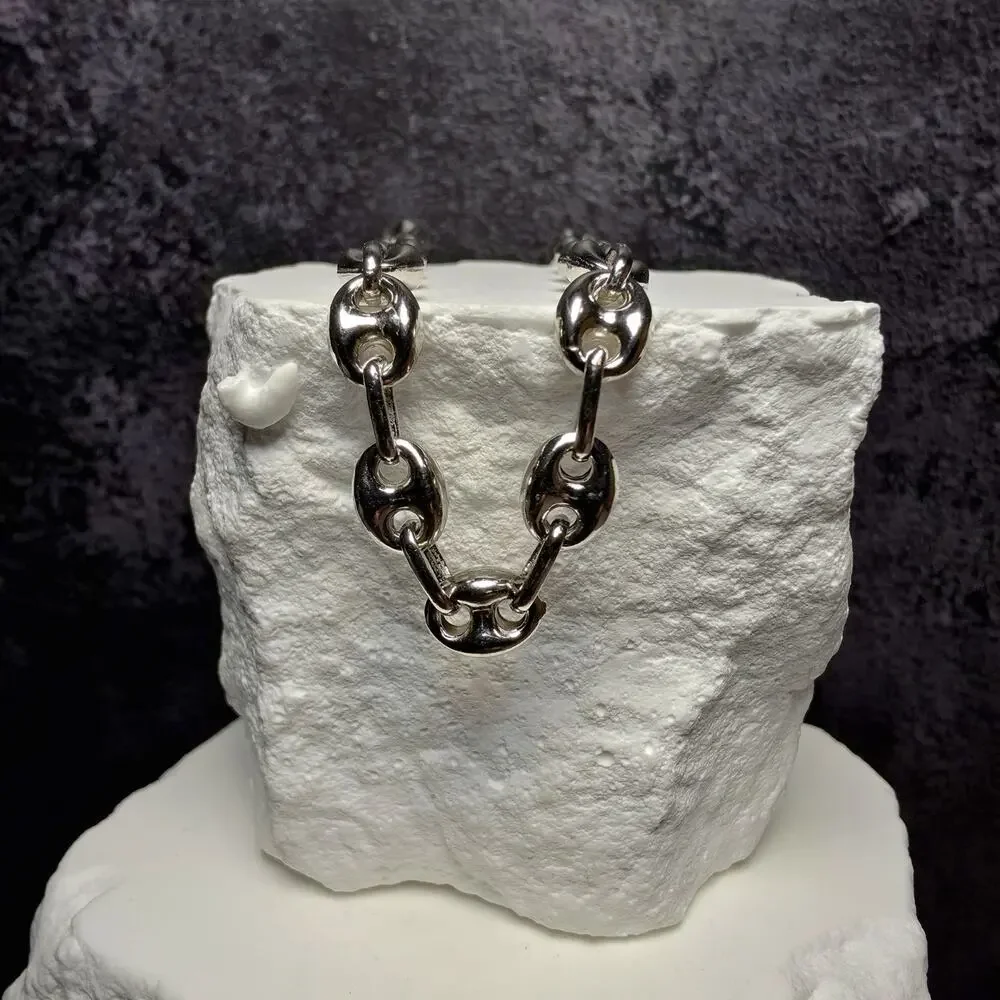 925 Sterling Silver 6.2mm Puffed Mariner Bracelet - 8 Inch, 8g